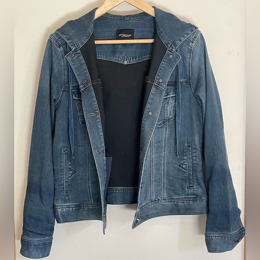 Liverpool Hoodie Blue Jean Jacket Classic Style